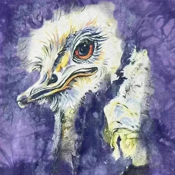 Vintage The‎ Mountain Ostrich Purple Tie-dye Big Face Shirt Size Small - Picture 9 of 9